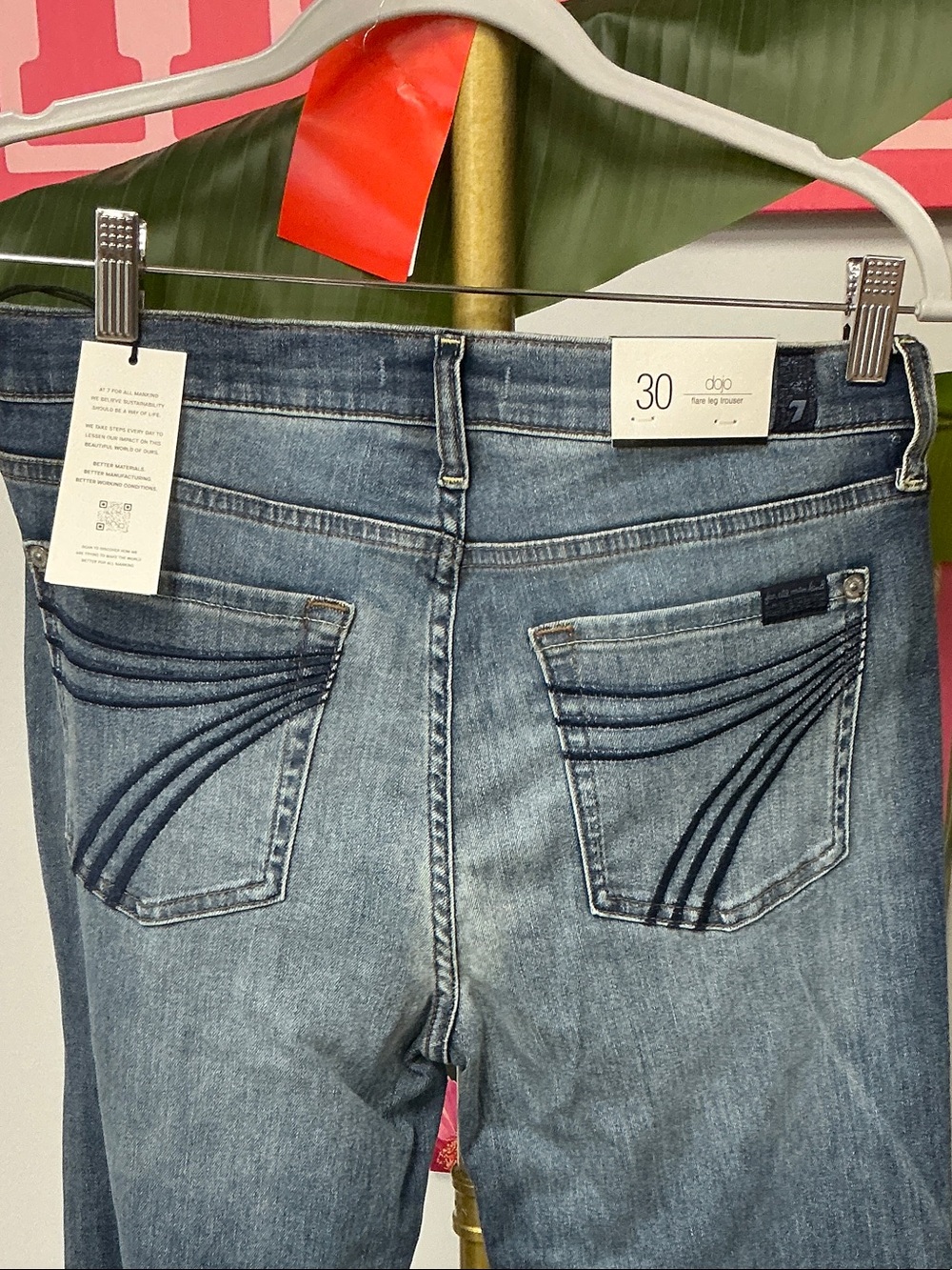 7 For All Mankind Medium Blue Flare Jeans - Picture 2 of 2